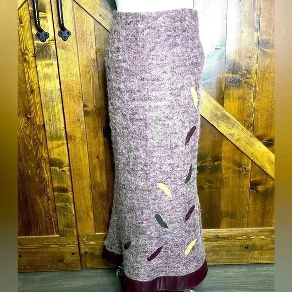 Designer Max Nugus Haute Couture Mohair Mermaid Skirt Faux Leather Trim Size 6/8 - Picture 1 of 11